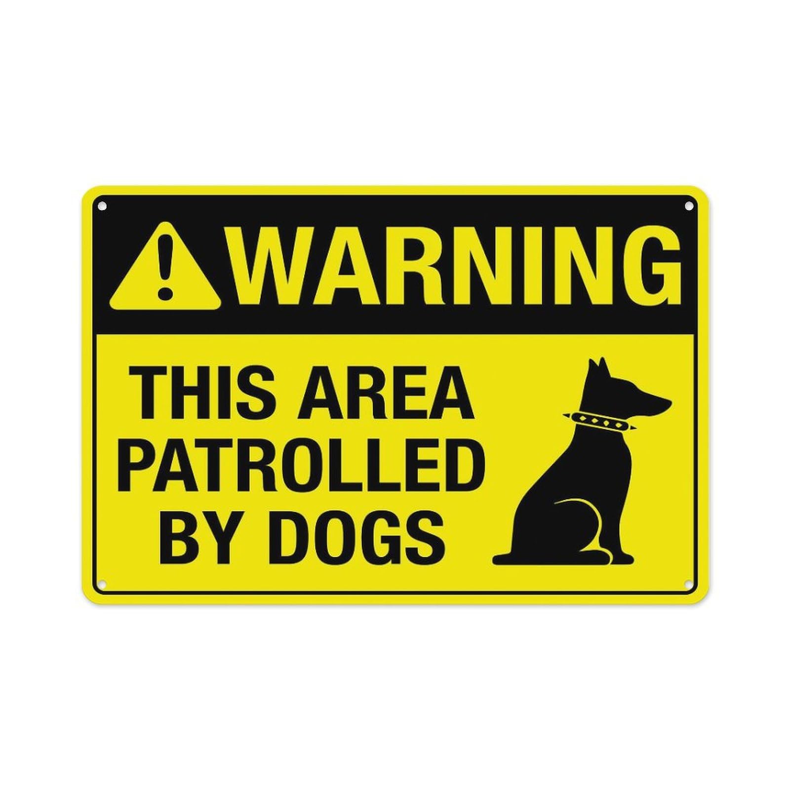 peiyeety Warning This Area Patrolled by Dogs Sign Aluminum Tin Warning Signs for Home Outdoor Garden 8X12 Inches