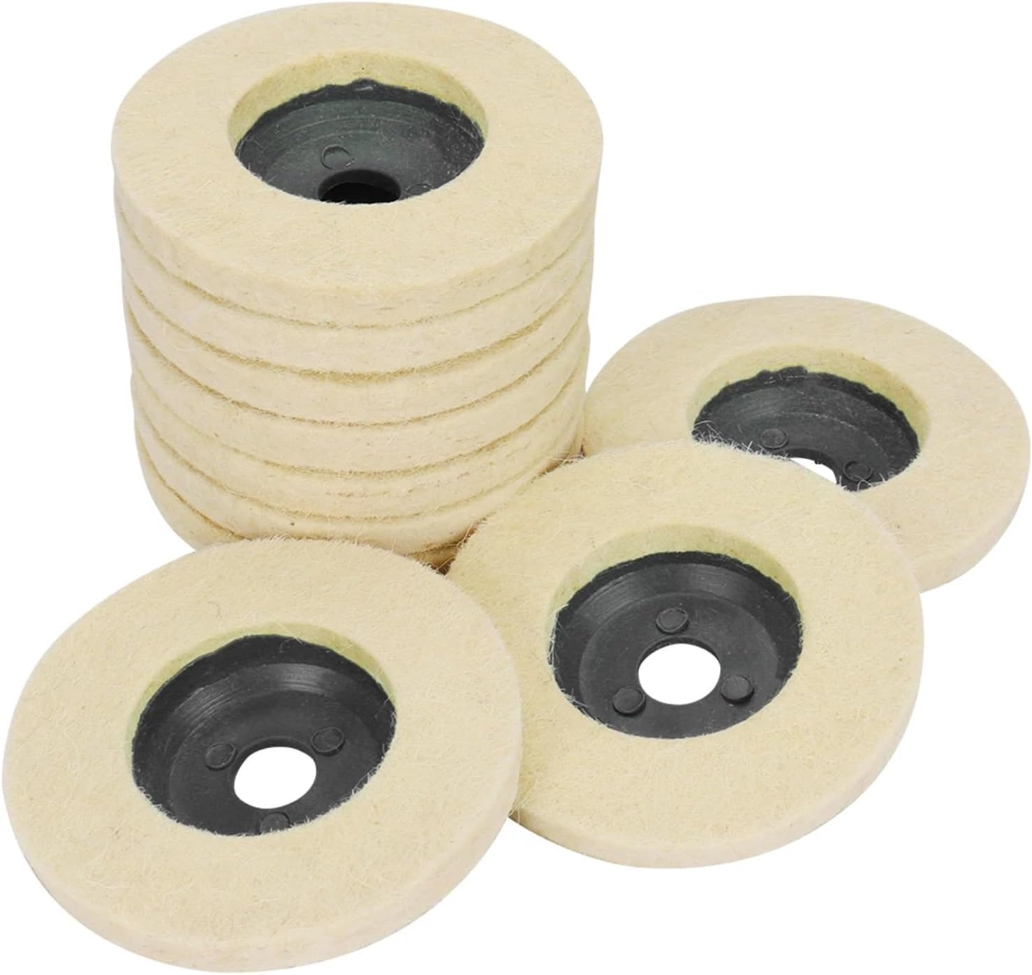 Buffing Wheel 3/5Pcs 4inch Wool Polishing Wheel 16mm Hole Buffing Pad Angle Grinder Wheel Felt Grinding Disc for Metal Marble Glass Ceramic(3pcs)