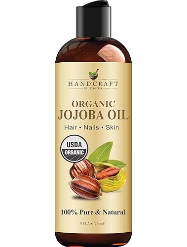 Handcraft Blends USDA Organic Jojoba Oil - Cold-Pressed 8 Fl Oz - 100% Pure and Natural - Premium Grade Carrier Oil for Skin and Hair - Hair and Body - Massage - Hexane-Free - 8 Fl Oz (Pack of 1)