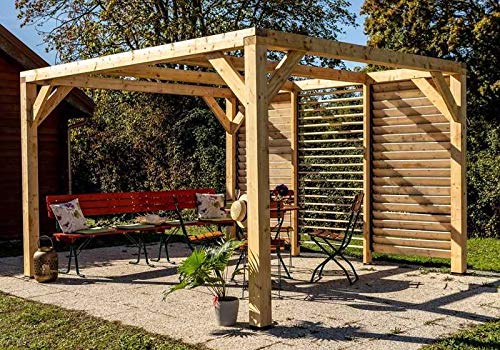 Pergola Bioclimatique 12.20m² Bois Naturel - VT3436V