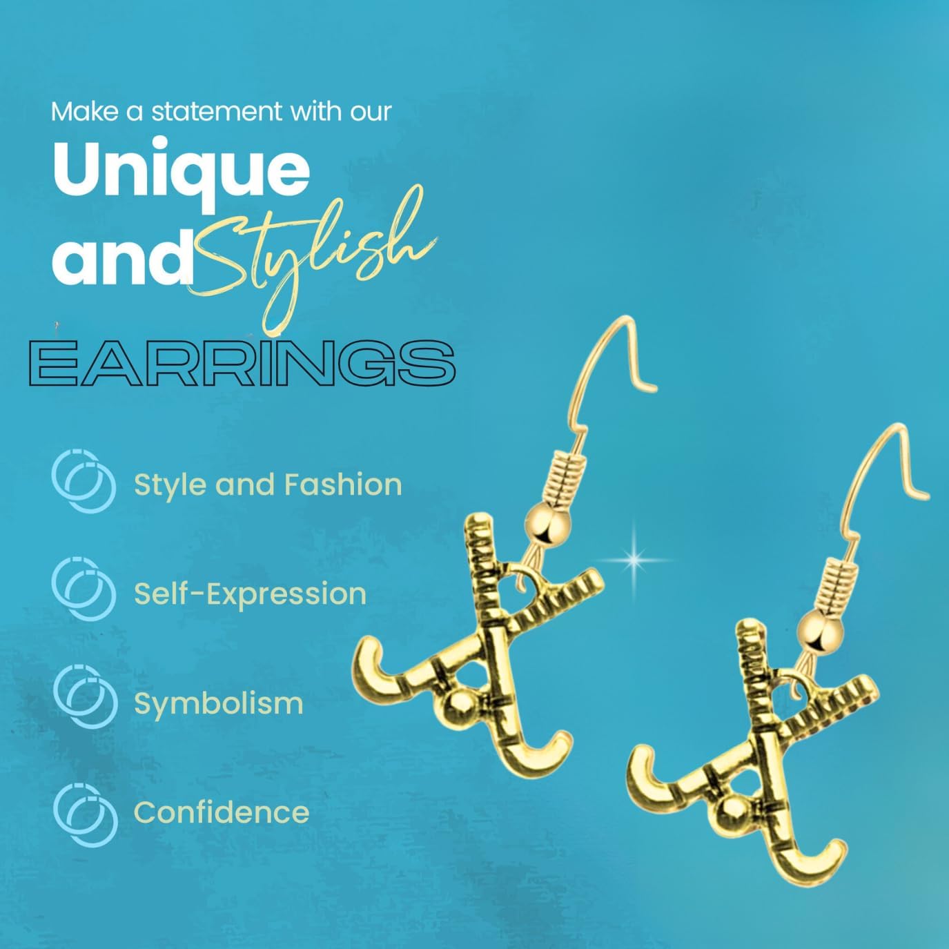 Field Hockey Earrings, Gold Field Hockey Jewelry, Sports-Themed Jewelry Accessories, Lightweight & Stylish, Team Gift for Field Hockey Players - Image 4