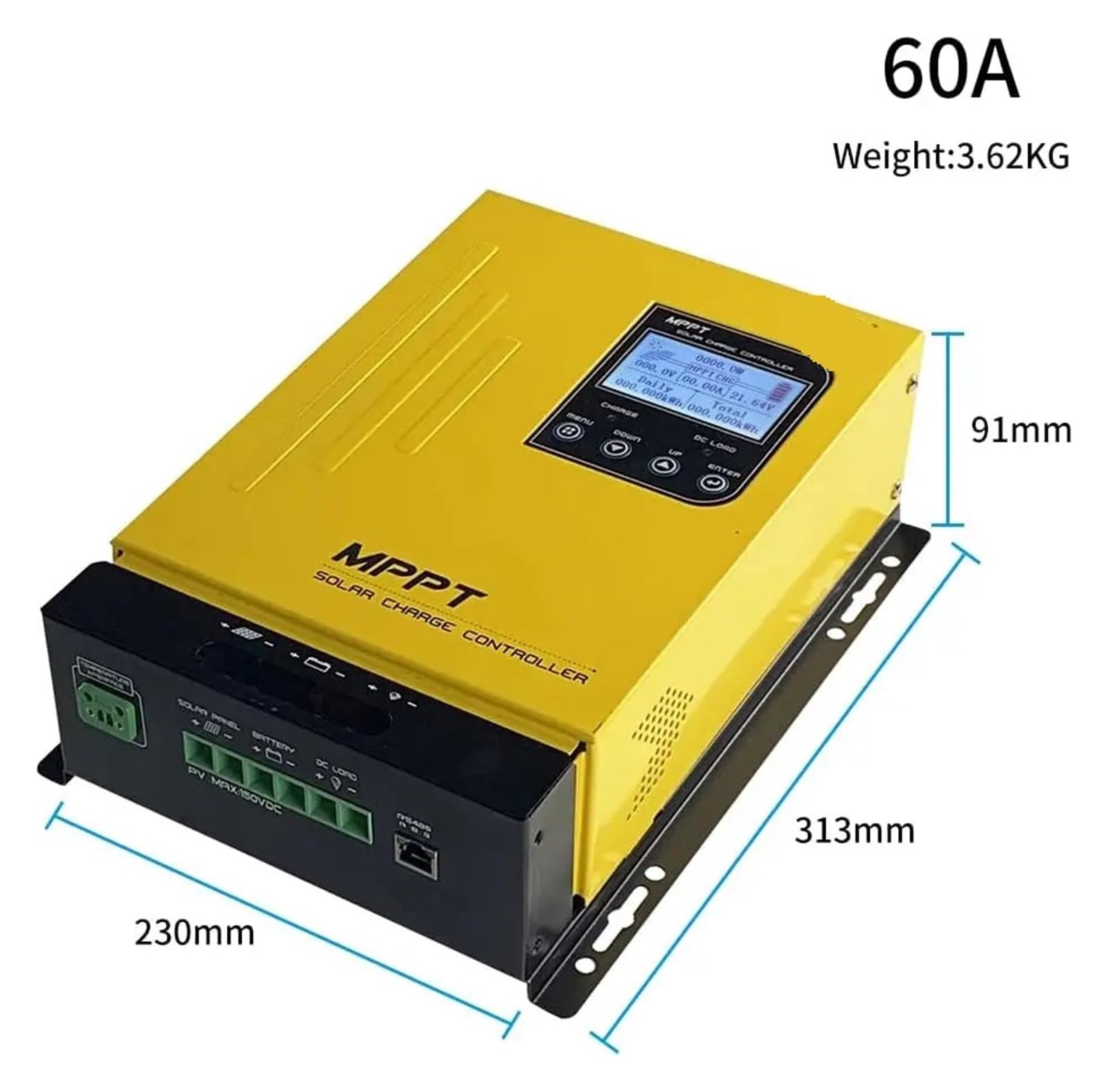 Kontroler ładowania słonecznego 60A MPPT Solar Charge Controller 12V24V48V Auto Battery Regulator Panel Max 150V Input For Lithium Sealed Gel And Flooded(Blauw)