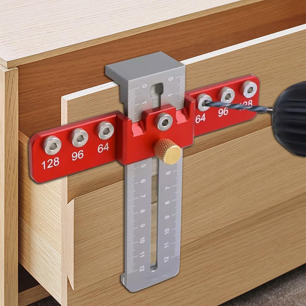 Cabinet Hardware Doweling Jig, Adjustable Drill Template Guide Tool, Cabinet Handle Template Tool Dowel Jig for Door Drawer Cabinet Installation, Cabinet Jig for Handles and Pulls