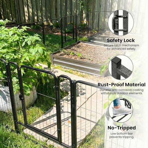 Image of Dog Fence Outdoor for Yard 12 Panels 47'' Rustproof Metal Dog Playpen