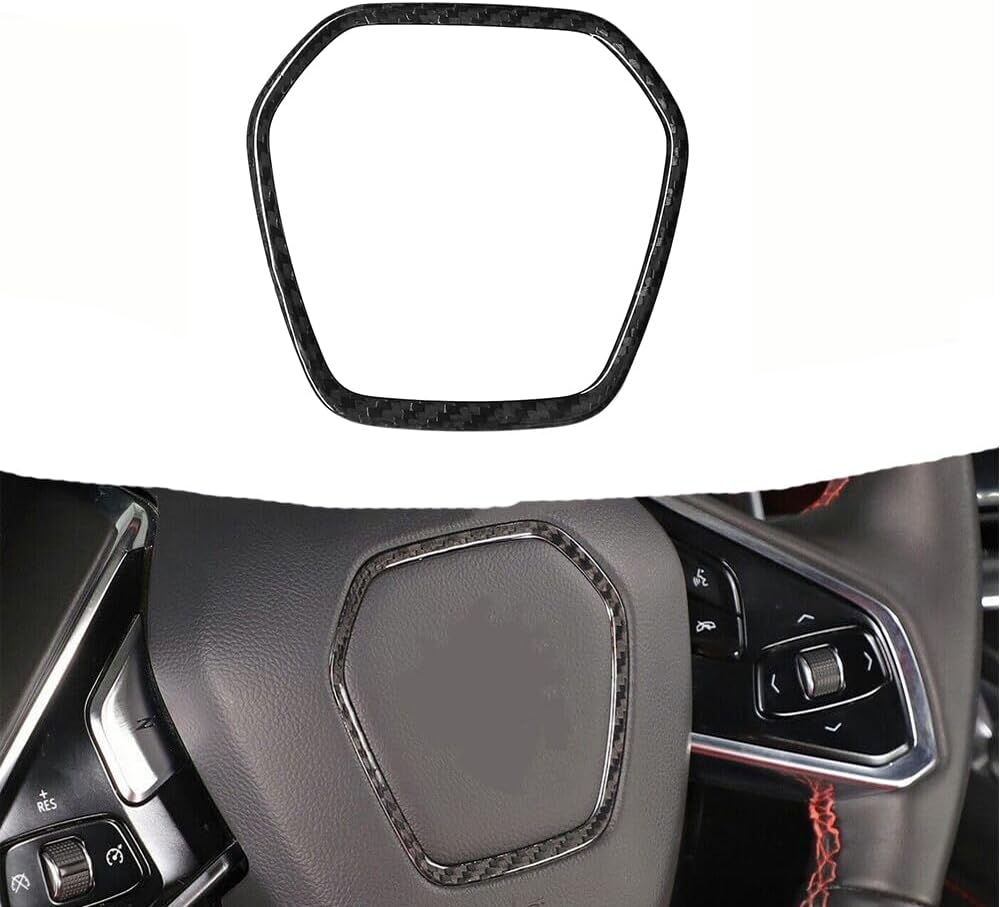 Jogon Dry Carbon Fiber Steering Wheel Frame Trim for Chevrolet Corvette C8 Z06 Z51 Stingray Coupe HTC 2020 2021 2022 2023 2024 Steering Wheel Cover Panel