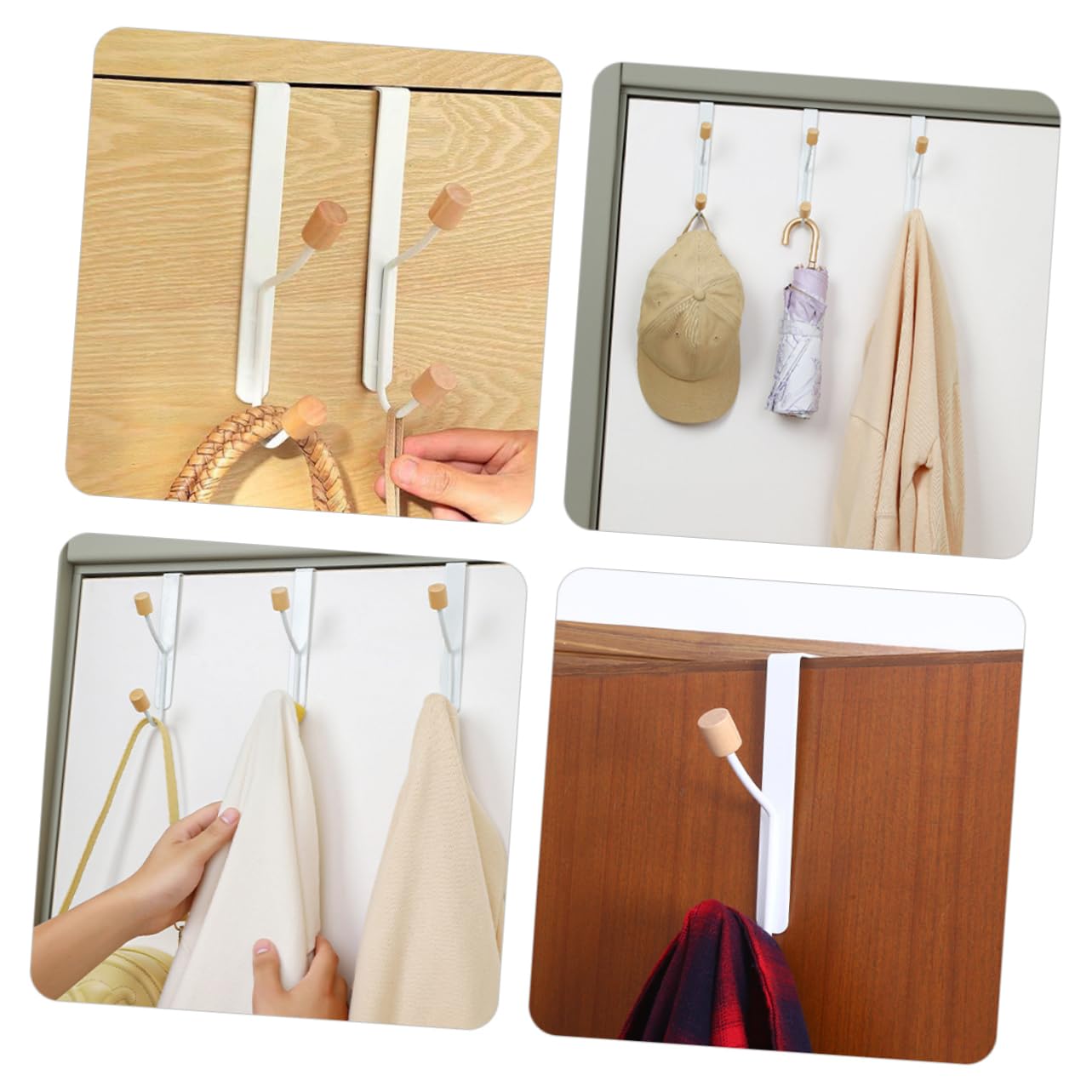 VILLFUL 2pcs No Punching Door Hook Over Door Hooks Hanger Coat Wall Hook Door Hanger Hook for Towels Double Wall Hook Over The Door Hanging Hooks Wardrobe Hanging Organizer Hat Hanger Iron