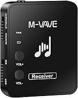 M-VAVE Receptor de Áudio Sem Fio para Monitor de Ouvido Profissional, Transmissão 2.4GHz Som sem Perdas 24bit/48KHz, Alcance de 30 Metros, Bateria de 7 Horas, Modo Mono/Stereo, Controle de Volume