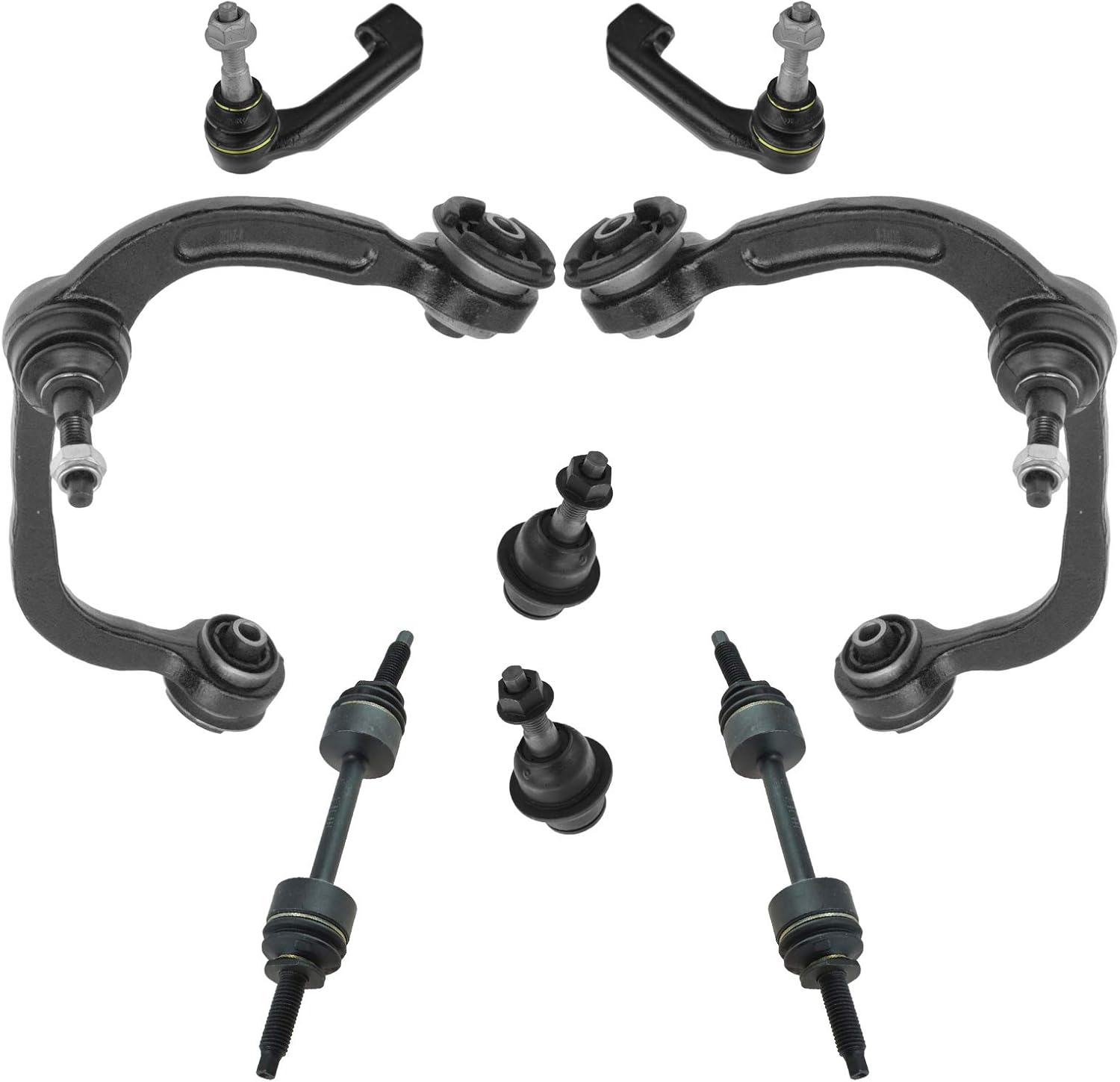 TRQ Front Steering & Suspension Kit Ball Joint Control Arm with Ball Joint Sway Bar Stabilizer Link Tie Rod Compatible with 2009-2014 Ford F-150