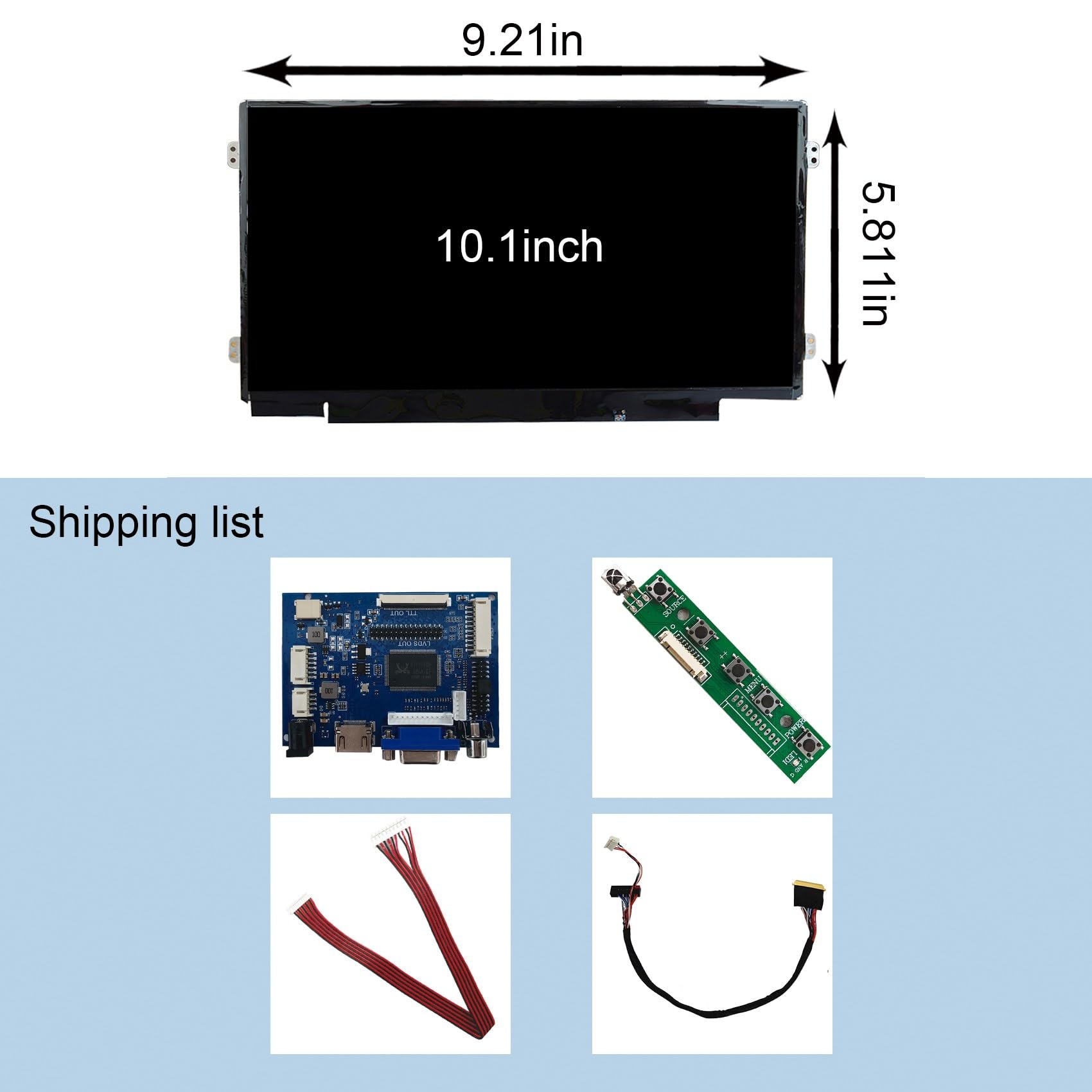 VSDISPLAY Zestaw ekranu LCD 10,1 cala 1024 x 600 200 nitów z płytą kontrolera VGA