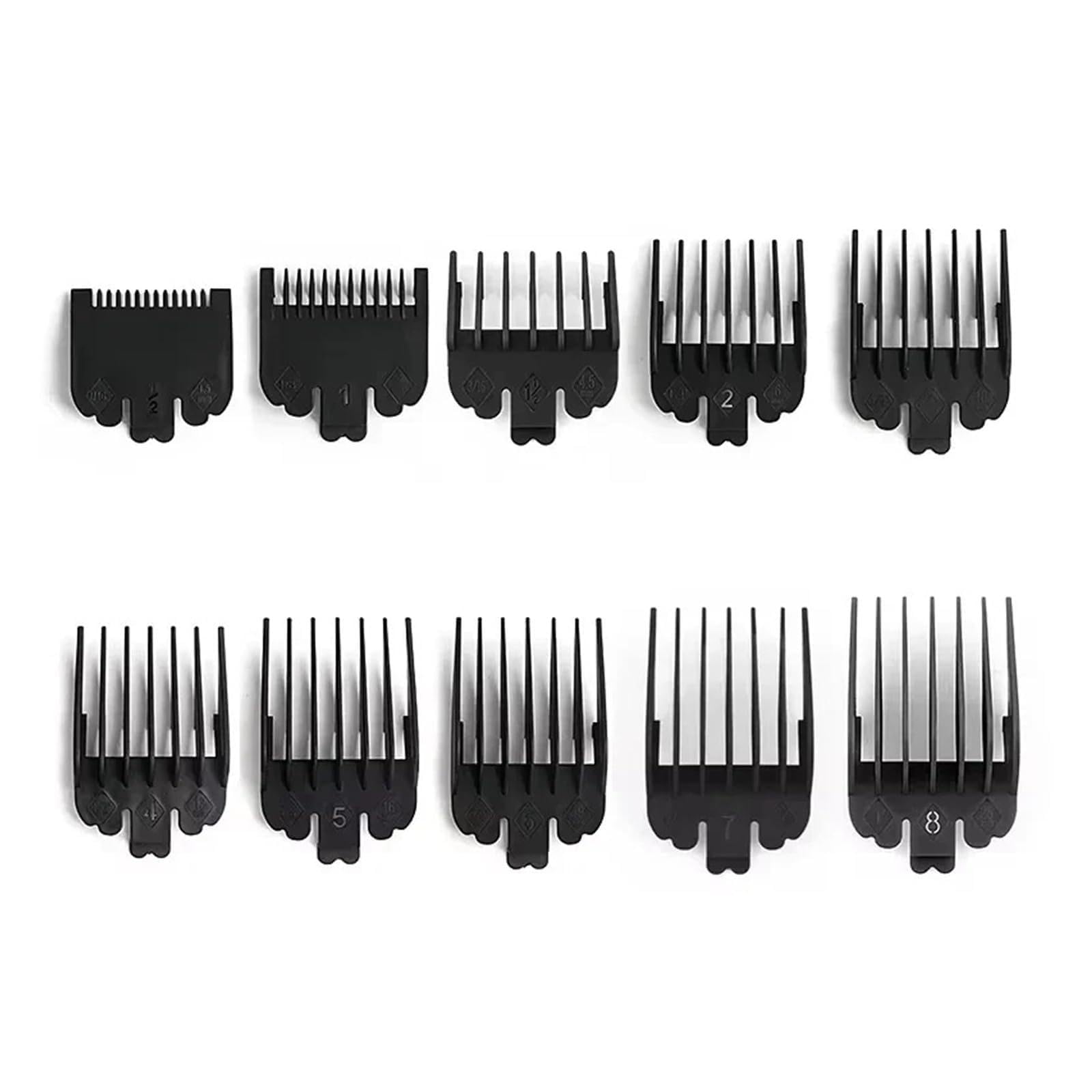 10 Pz Professionale Tagliatore Di Capelli Limite Guida Pettine Trimmer Guardie Attacco 1.5-25mm Universale Strumento Di Taglio Di Capelli Tagliatore Limite Pettini(10pcs Black)