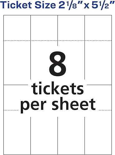 Miniatura 6 de Avery boletos imprimibles, 2.6 in x 5.3 in, láserinyección de tinta, 200 en total, ideal para boletos de rifa (16431)