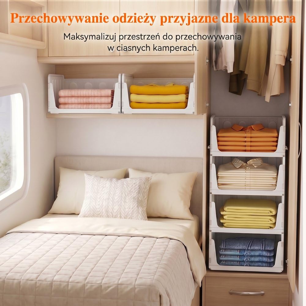 Lifewit Organizer do Szafy, Pojemniki na Ubrania Można Ustawiać Jeden na Drugim, Wysuwane Szafki do Łazienki i Kuchni, System Przechowywania Wielofunkcyjny, Camping, 6-Częściowy