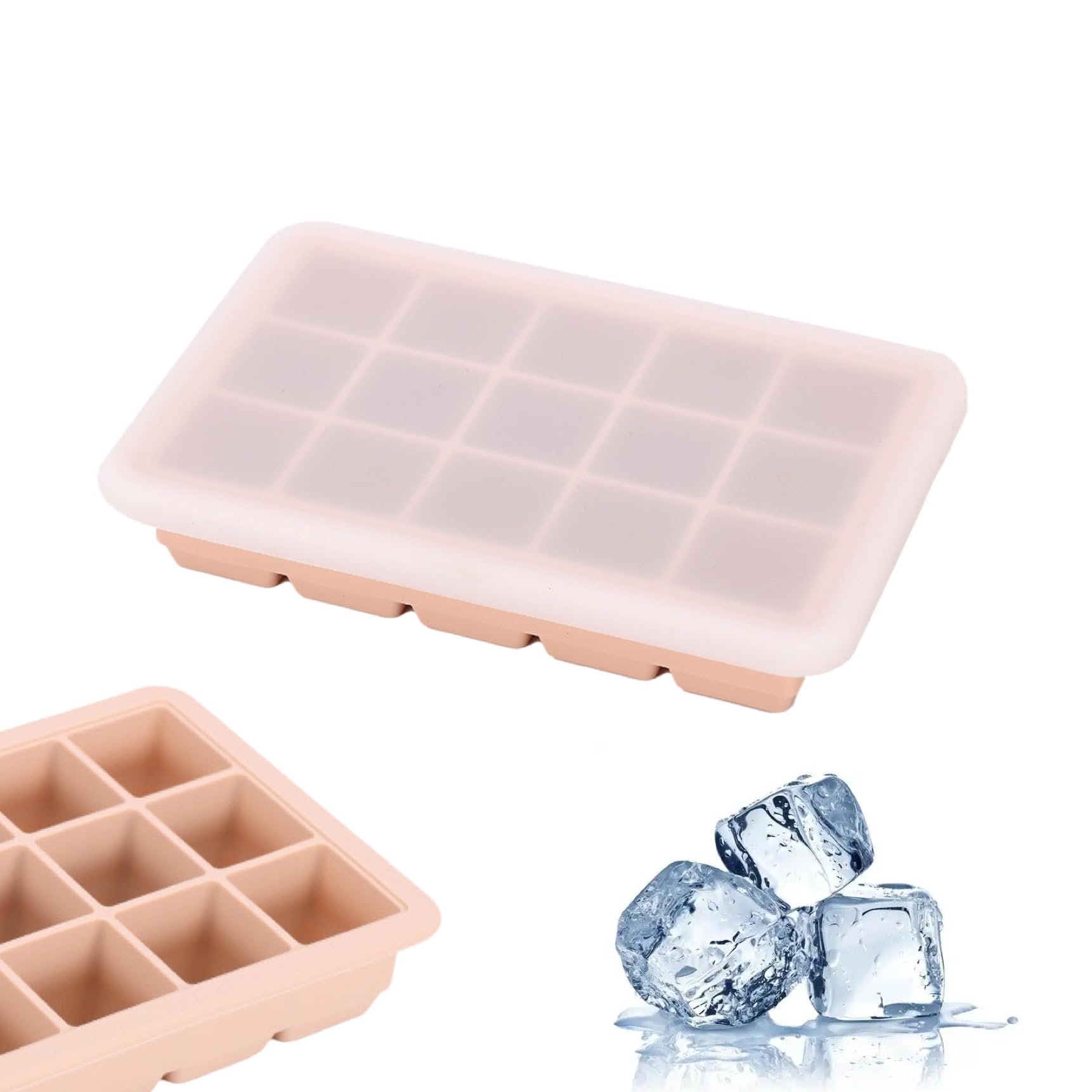 Amazon | MEGVOYA シリコン 製氷皿 蓋付き冷凍保存 製氷器 四角氷 3.5