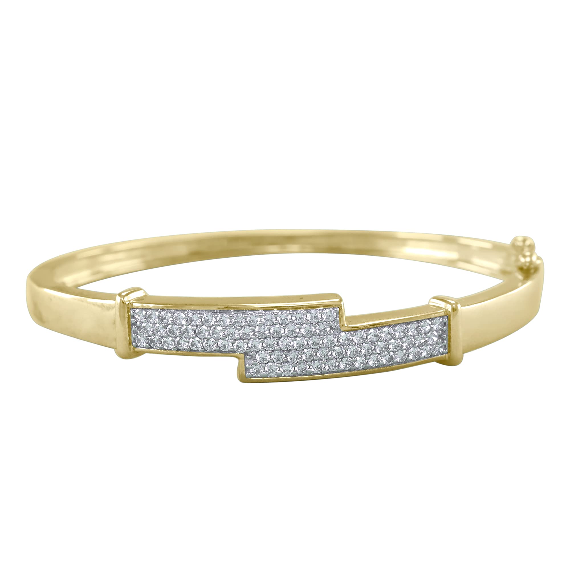 Pretty Jewels 1 10 Carat ctw Round Cut White Diamond Lightning Bolt Bangle Bracelet In 10k Or 14k