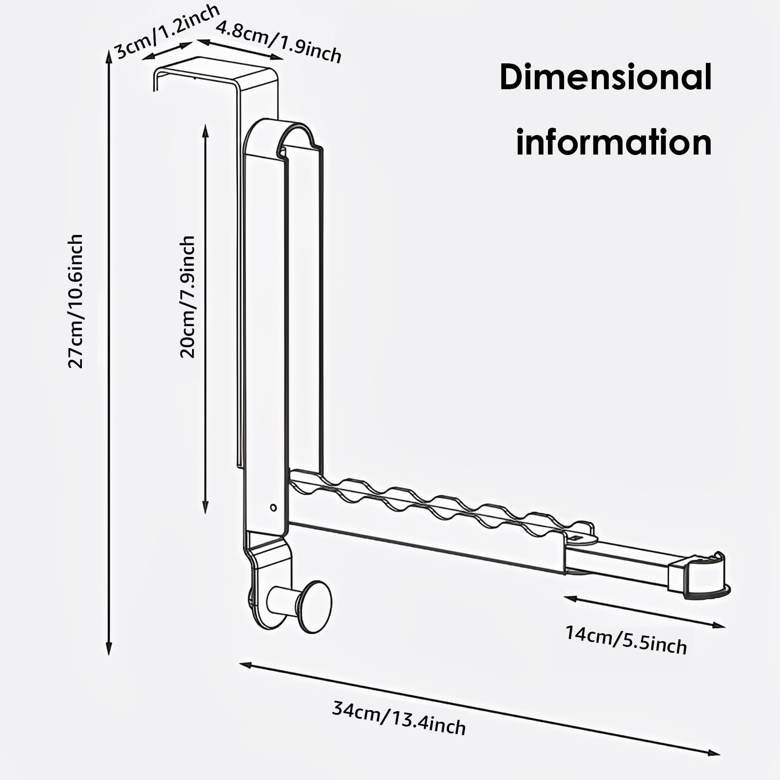 Over The Door Hooks, Retractable Over Door Hook Collapsible Over Door Clothes Laundry Drying Rack Space Saving Over The Door Organizer for Clothes Towel Coats Bathroom(white)