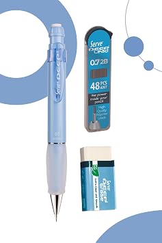 Serve Deep Versatil Kalem, Silgi ve Kalem Ucu 0,7mm 3'lü Set - Gök Mavi