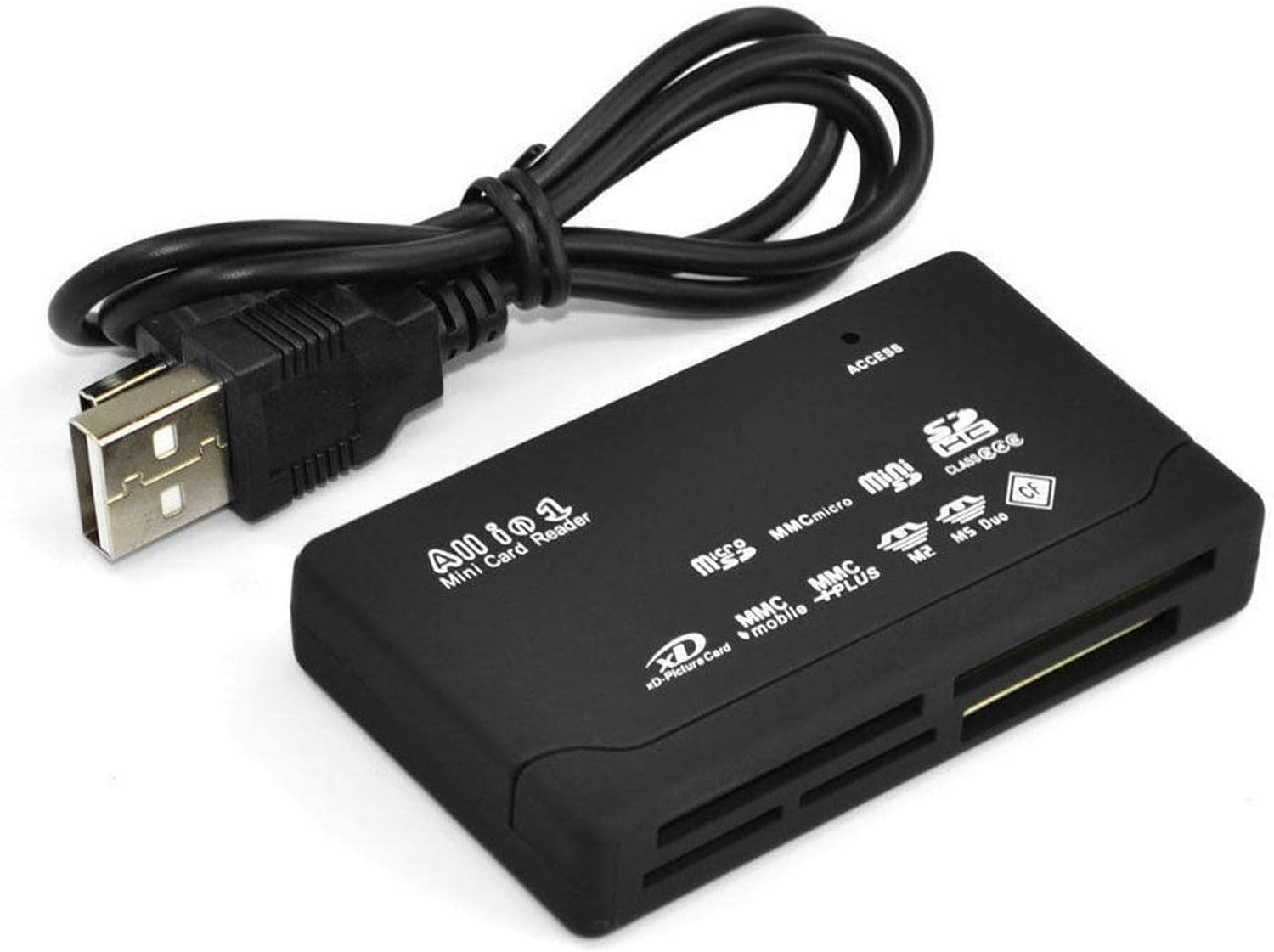 Multibao All in One Multi Card Memory Reader Adapter for Micro SD SDHC M2 MMC XD CF MS with External USB- Black