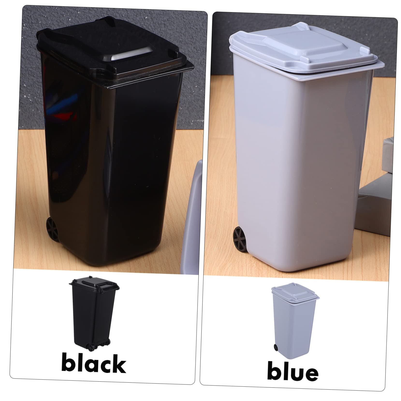 Mini-Mülleimer, Mini-Spielzeug, 8 Stück, Kunststoff, Mini-Mülleimer, Mini-Mülleimer, Kunststoff-Mülleimer, Tisch-Mülleimer, Multifunktions-Stifthalter, Mini-Desktop-Mülleimer, blauer Mülleimer (Farbe: