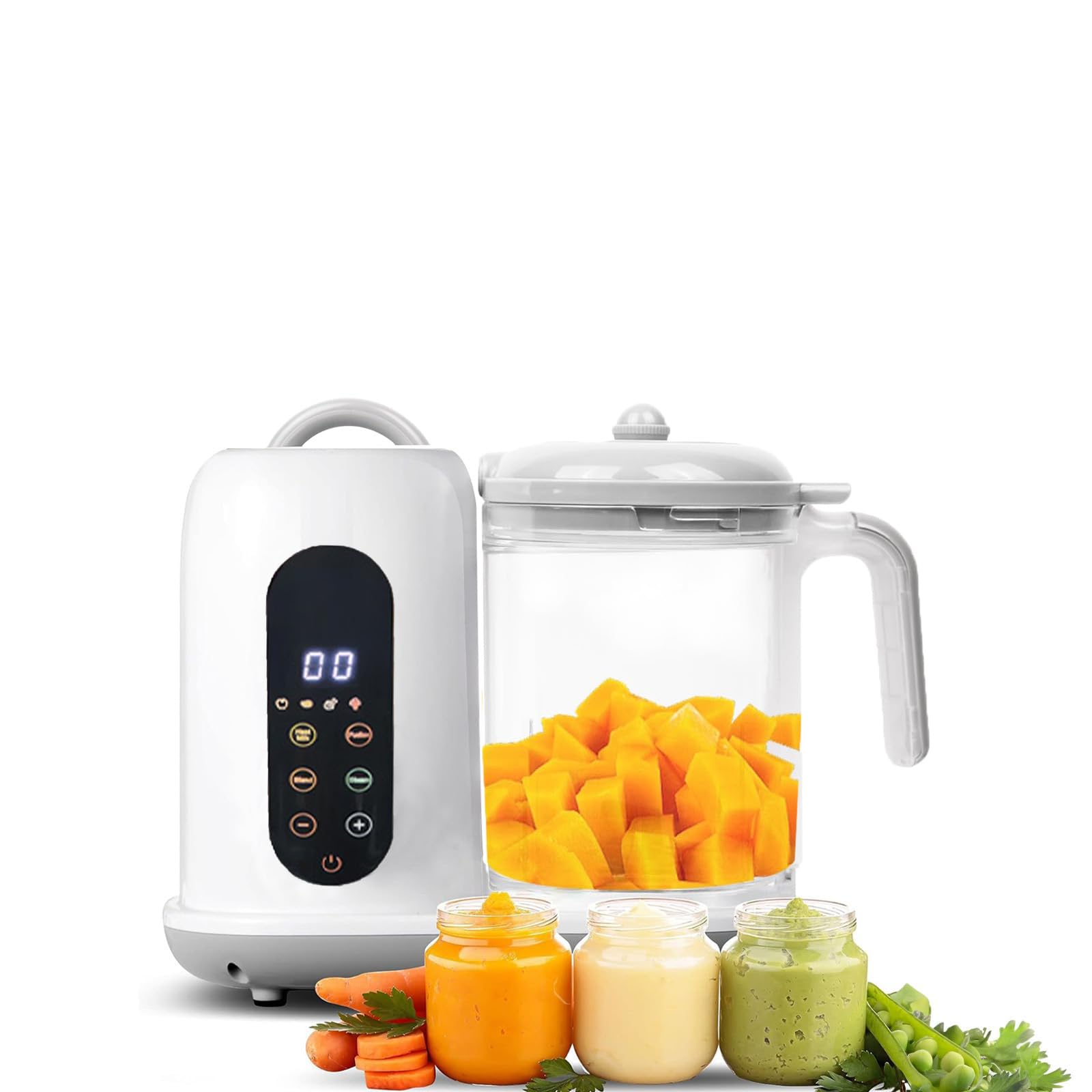 Electric Milk Frother, Milk Frother and Steamer, Blender & Steamer and Puree Maker with Auto Cooking, 5 in 1 Puree Maker Combines Automatic Cleaning, Heating, Steaming, Steaming & Blending