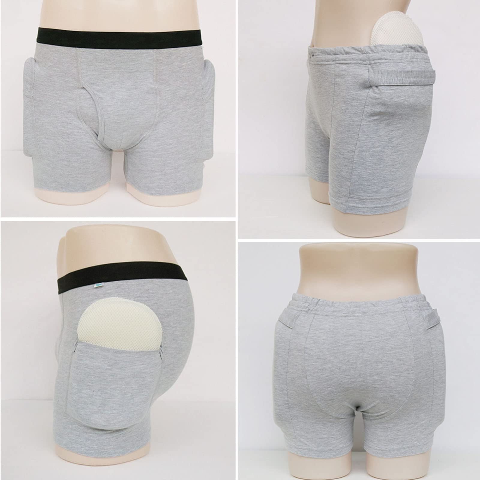 REHOOF Hüftprotektor Slip Hüftschutz Shorts, Gepolsterte Shorts Schutz, Mit Schutzpolster, Bequem Atmungsaktiv, Hüft- Und Steißbeinschutz Für Erwachsene für Mann Frau Man,M