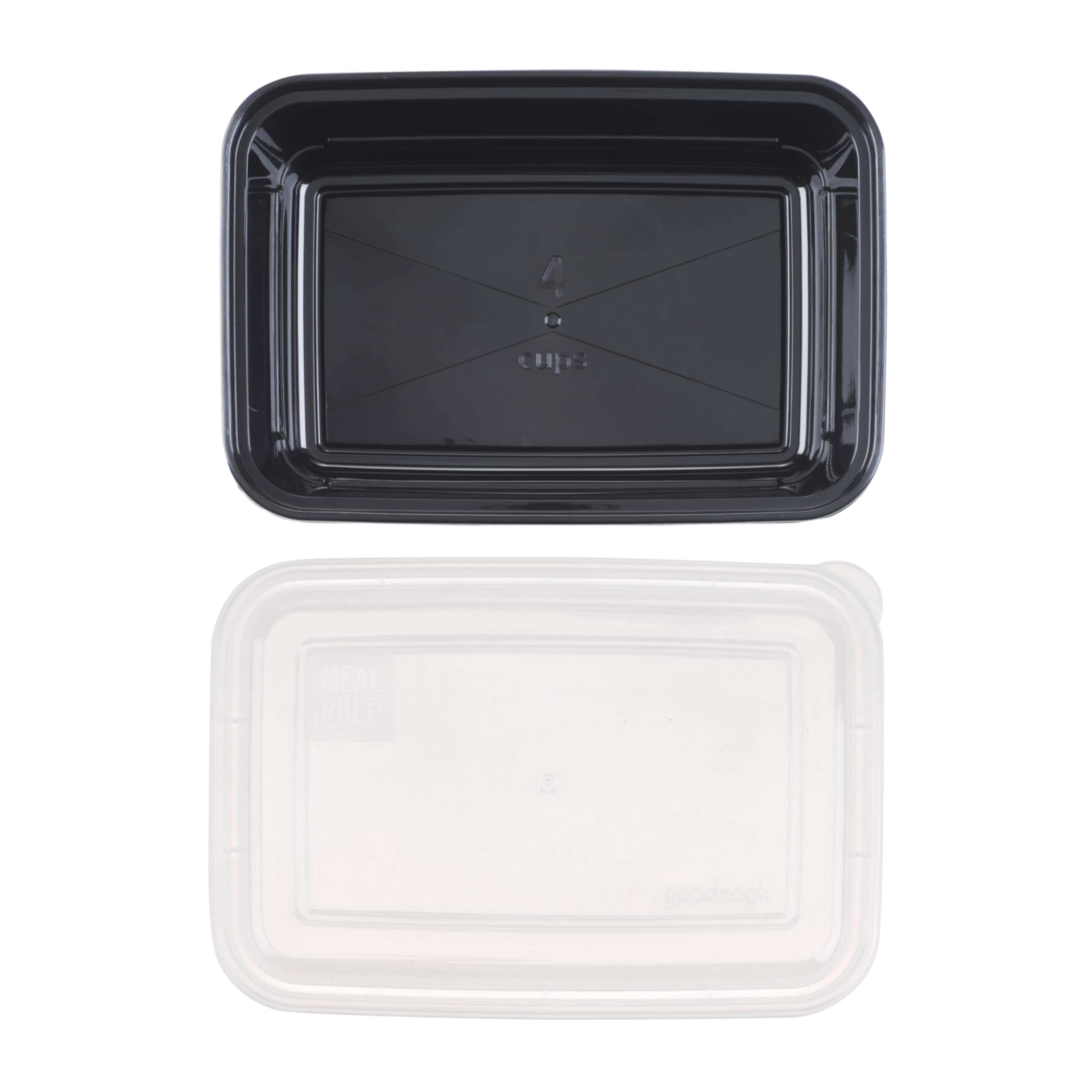 GoodCook Meal Prep - Contenitore rettangolare con scomparto singolo, 30 unità, senza BPA, colore: nero