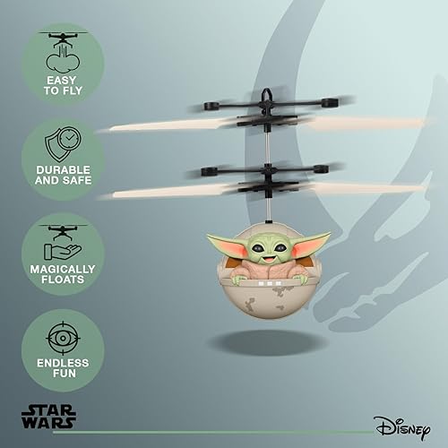 Miniatura 4 de Star Wars Baby Yoda - Juguete volador - Construcción de metal duradero, controles fáciles y cargador USB (Star Wars Baby Yoda)