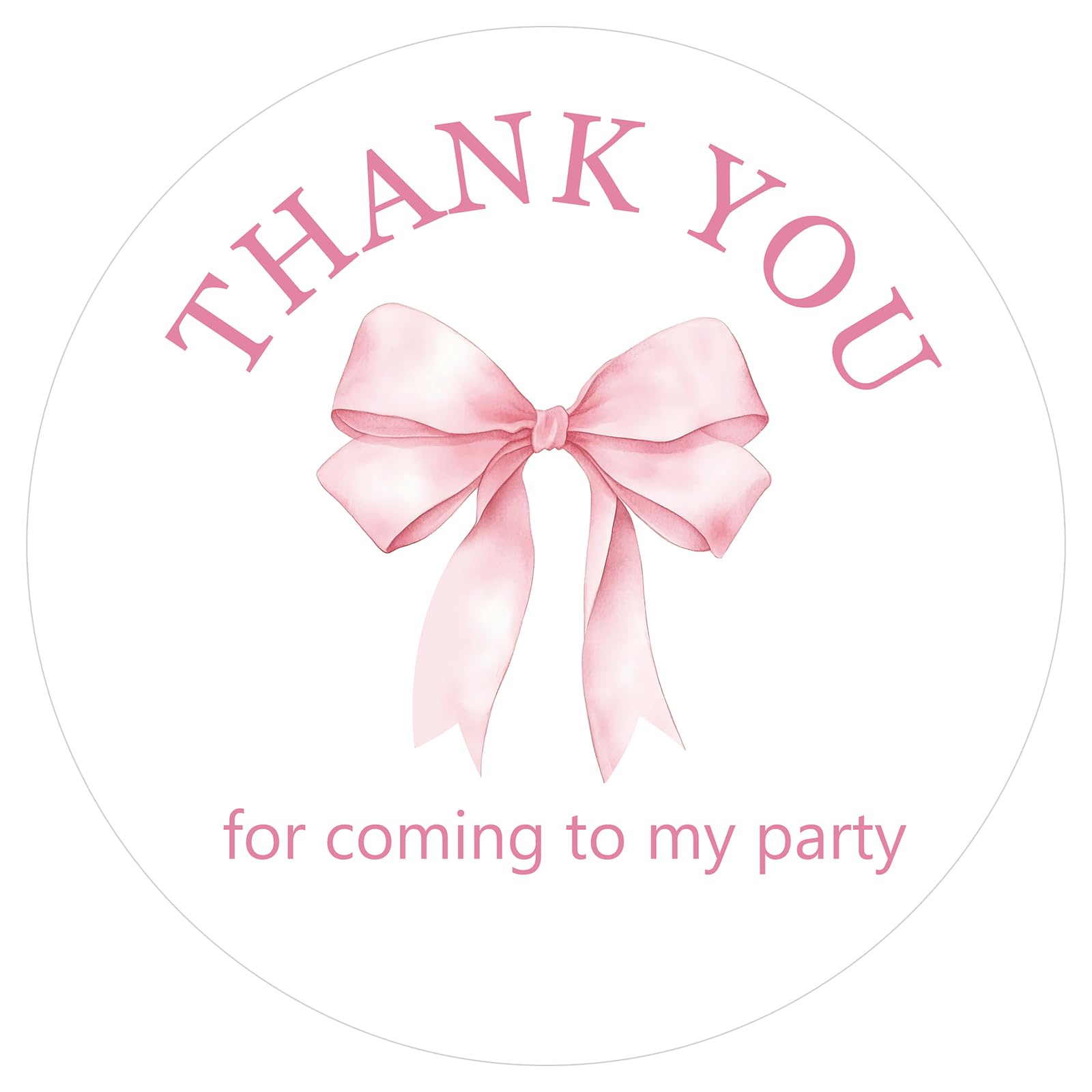 Pink Bow Thank You Stickers 2 Inch Large Thank You for Coming to My Party Stickers, 60Pcs Round Pink Bow Birthday Sticker for Envelope Seal, Card,