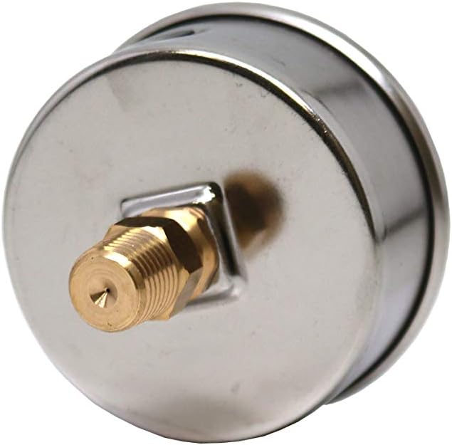 Valley Industries 41 Series 2.5" 60 PSI Pressure Gauge - Stainless Steel, 1/4" NPT Brass Back Mount, Glycerin Filled