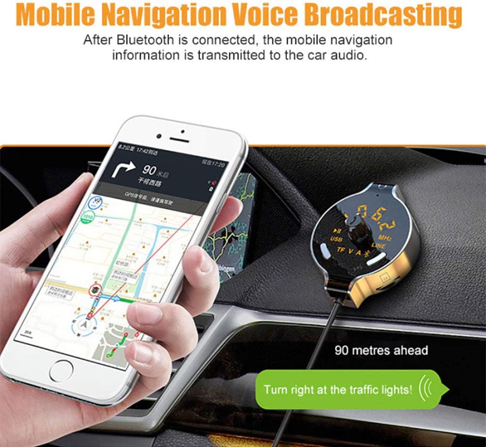 Bluetooth FM Transmitter for Car, Bluetooth 4.2 Handsfree Car Kit MP3 Player AUX Audio Music Receiver Adapter Battery Voltage Display Dual USB