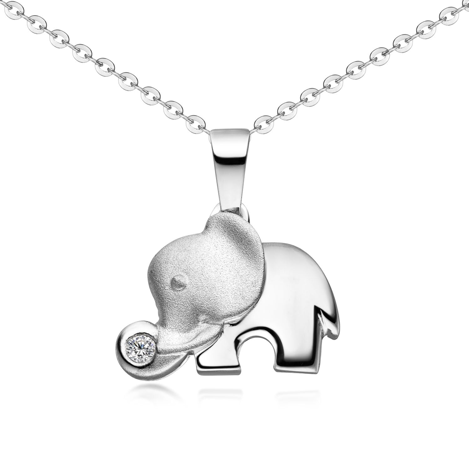 MATERIA by Matthias Wagner Elefant Kettenanhänger Silber 925 Schmuck Anhänger Zirkonia weiß + Box KA-99