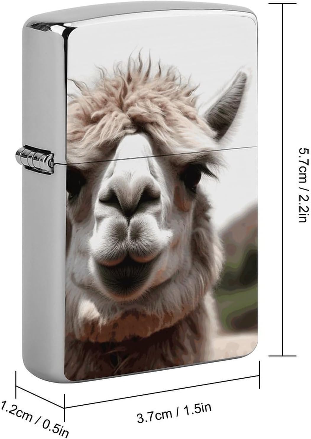 Flip-Top Metal Lighter Case for Outdoor, Windproof Lighters Shell Box for Man, Funny Alpaca Llama Lighters Cover Shell for Protect Lighter, Gift image 2