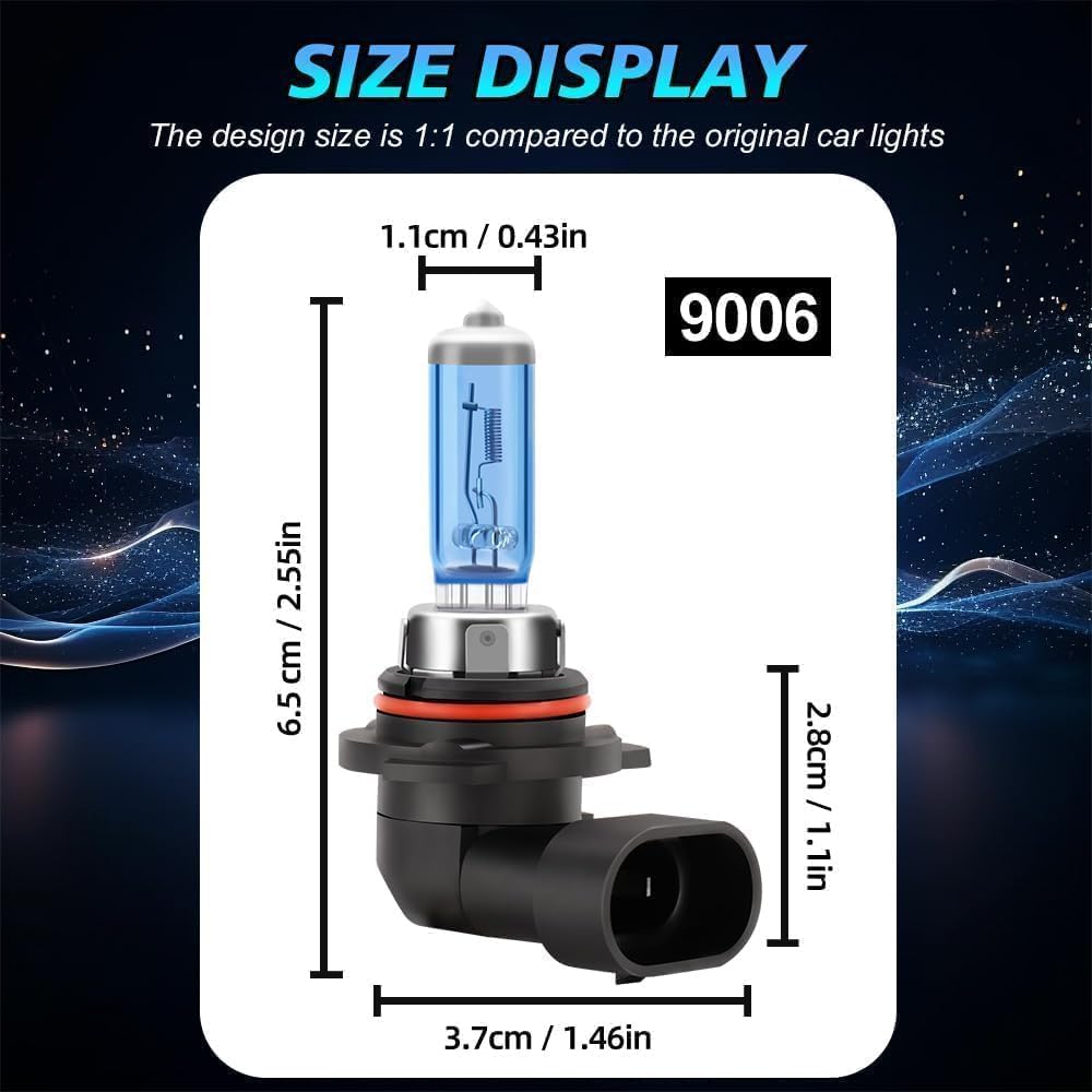Halogen Headlights Compatible with 2005 2006 2007 2008 2009-2015 Toyota Corolla Bulbs, 9005 High Beam & 9006 Low Beam & 9145/H10/9140 Fog Light, 300% Brightness 6500K White, Plug and Play, Pack of 6