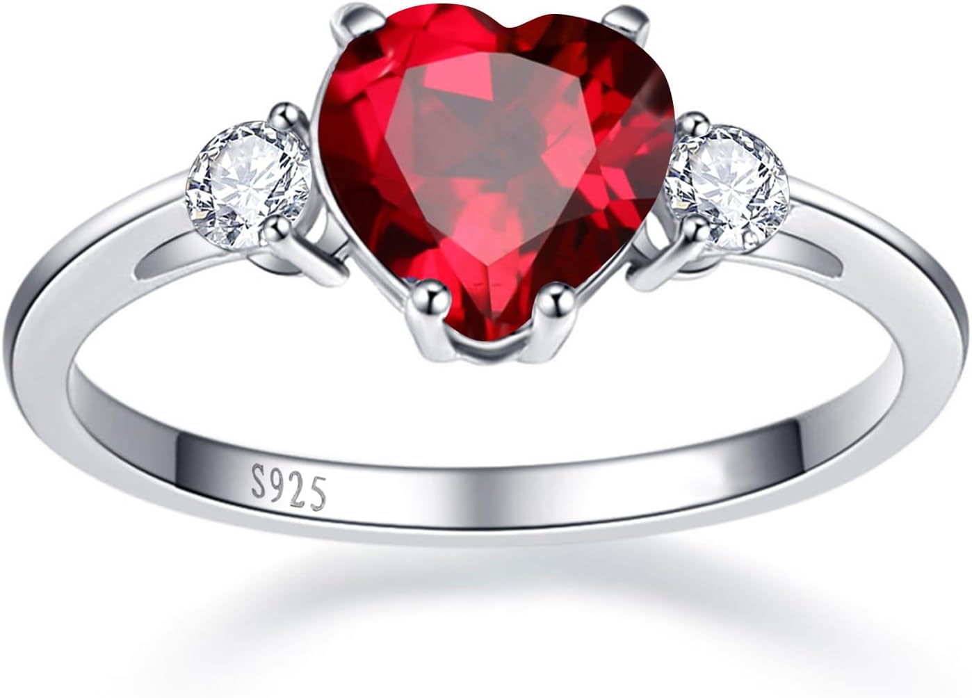 2.25ct Created Gemstone Ring for Women 925 Sterling Silver Heart Cut 8 * 8mm Cubic ... - Image 3