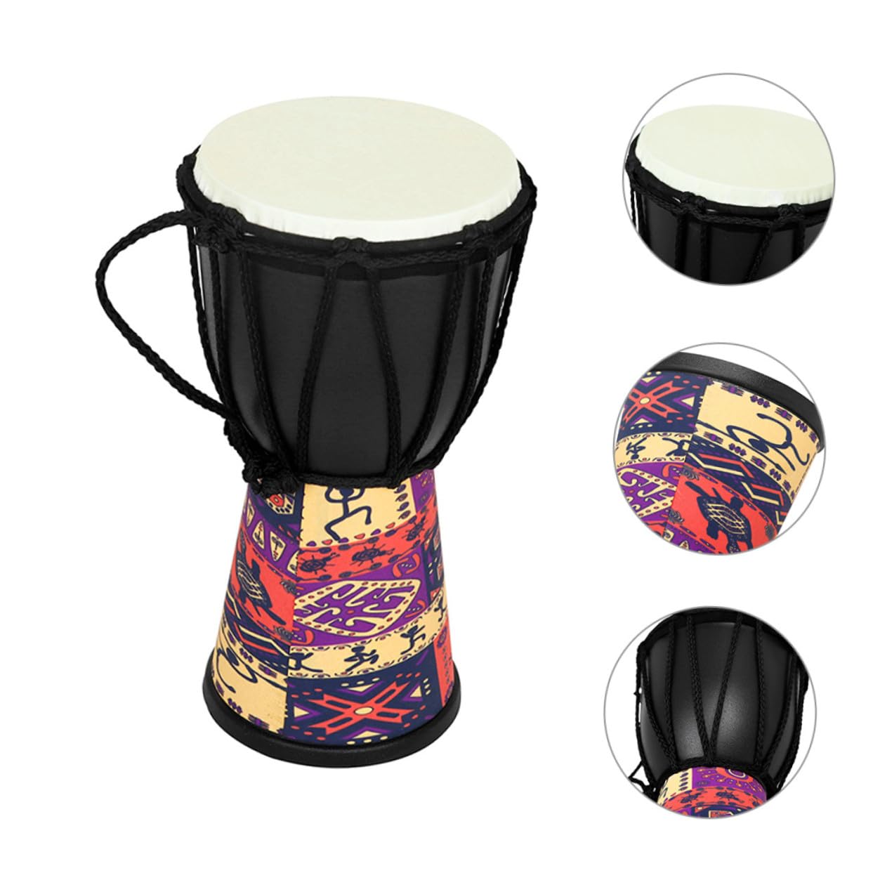 Tamburo Djembe Strumento Percussione per Ragazzo Ragazza Principianti Design Delicato e Resistente Leggero in Pvc Pelle Artificiale di Capra per Eventi Musicali e Scuole