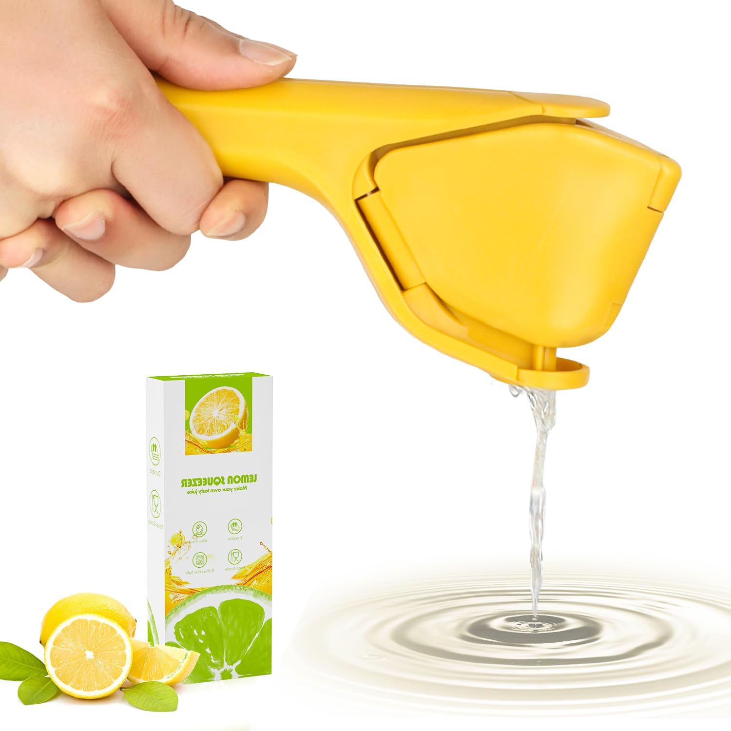 Lemon Squeezer, Lemon Juicer Squeezer with Built-in Strainer, Large Manual Citrus Press That Folds Flat for Space, Ergonomic Design with Sideways Pivot, for Lemon, Lime, Cirtus, Easy to Use