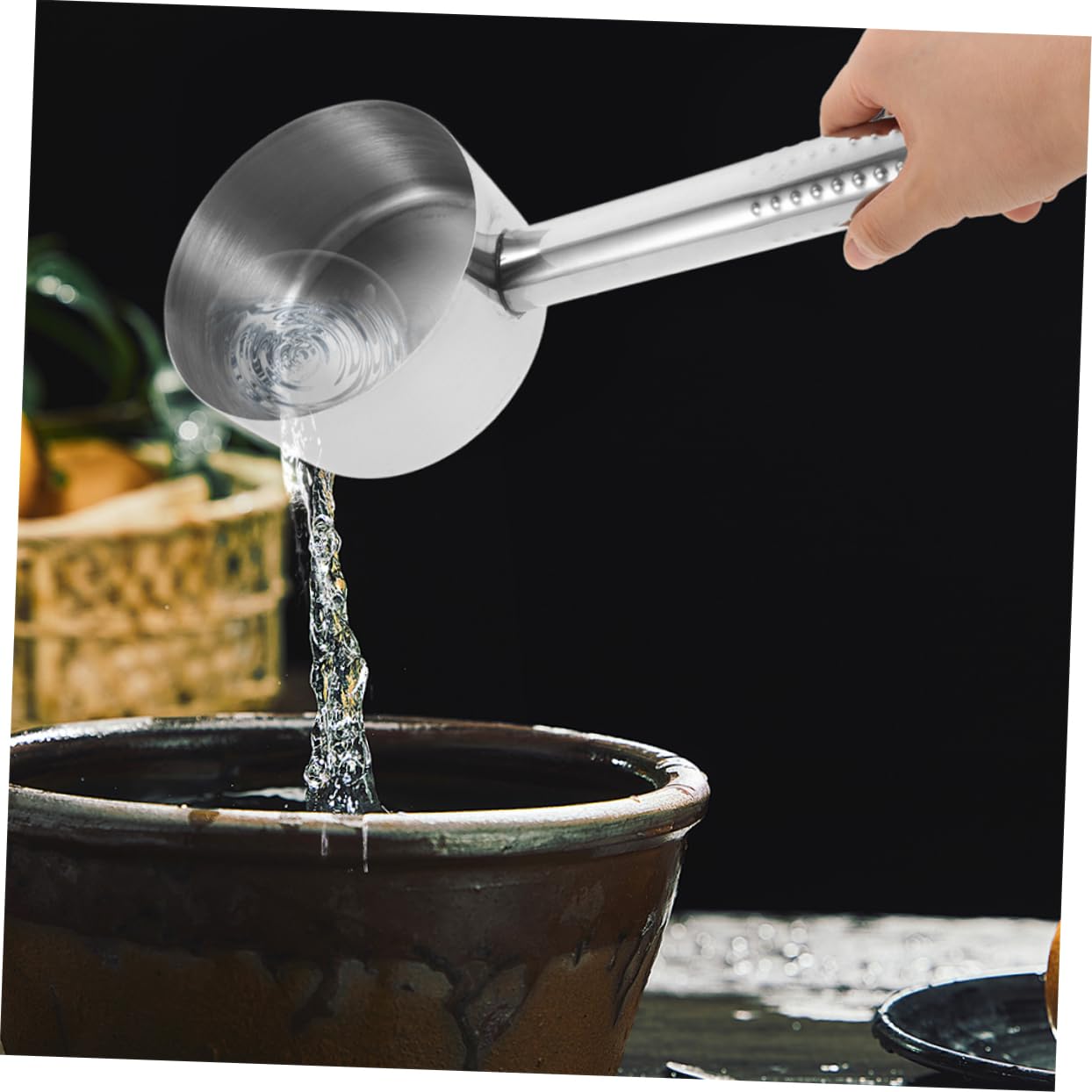 Cucharón de Agua de Acero Inoxidable Resistente, Mango Largo