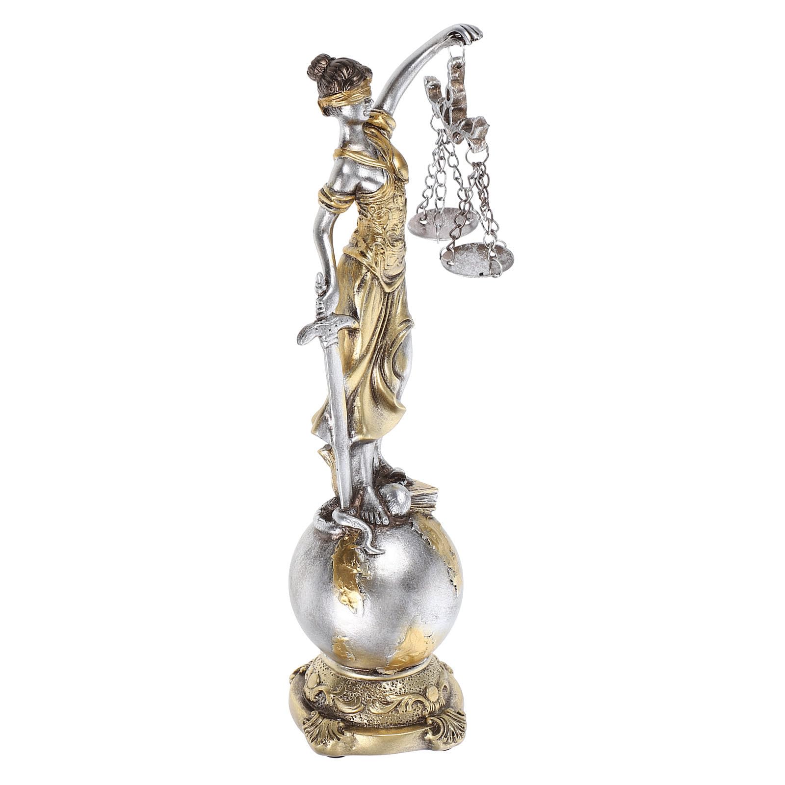 Sculpture de déesse de la justice Homoyoyo en résine avec plateau balance d'équité
