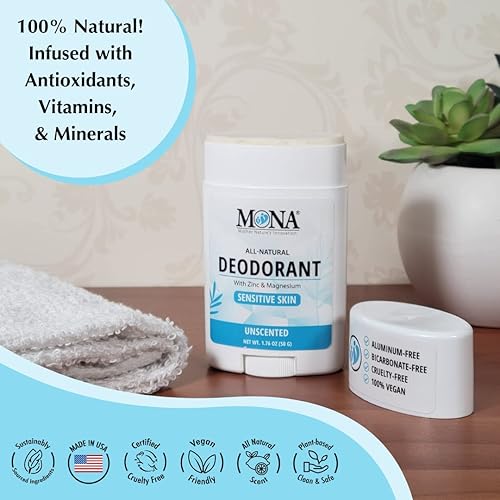Miniatura 3 de MONA BRANDS - Desodorante natural para mujeres y hombres, para pieles sensibles, sin aluminio ni bicarbonato de sodio, (sin aroma, 1.76 onzas)