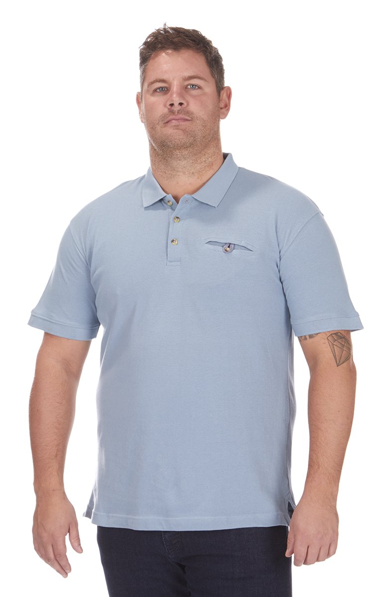Urban Revival Men's Washblue Big & Tall Polo T-Shirts Wash Blue 3XL