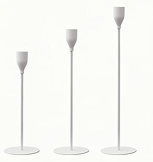 Bougeoir pour Bougies bâton Ensemble de 3 pièces, 33/28/23 cm bougeoir bâton (3, Blanc)