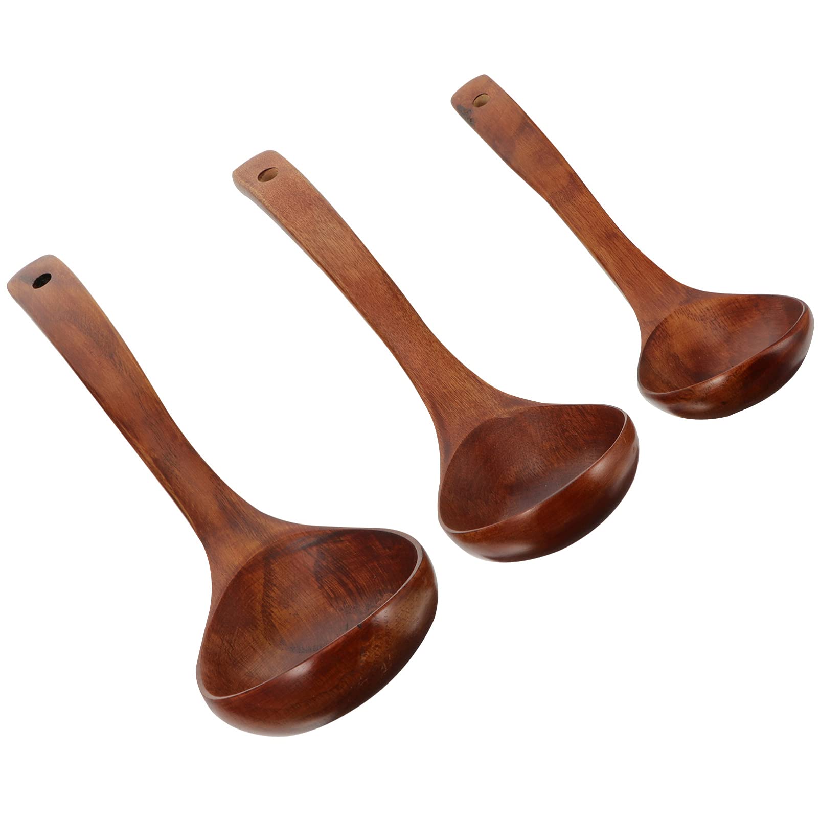 MUCKLILY 3pcs Wooden Soup Spoons Tableware for Home Use Easy to Clean for Soups Stews and Cereal