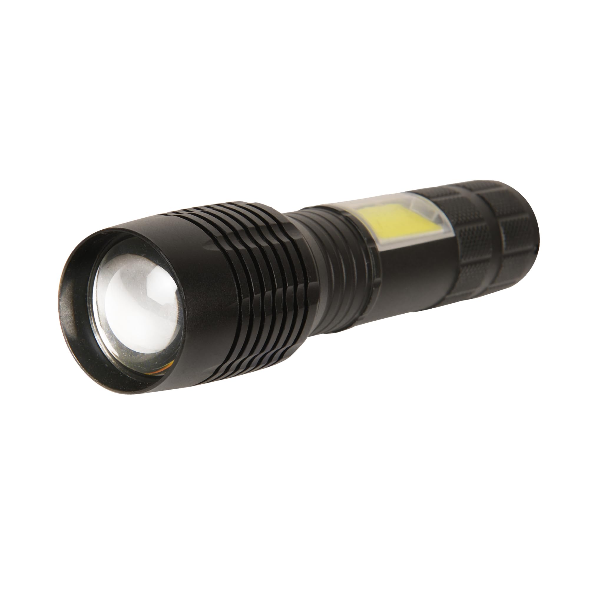 ZY-1802 with Zoom Option USB Charging with 4 Function(high, Low, cob Light and Blinker on cob) (Black : Rechargeable) Torch (Black : Rechargeable)-image-1