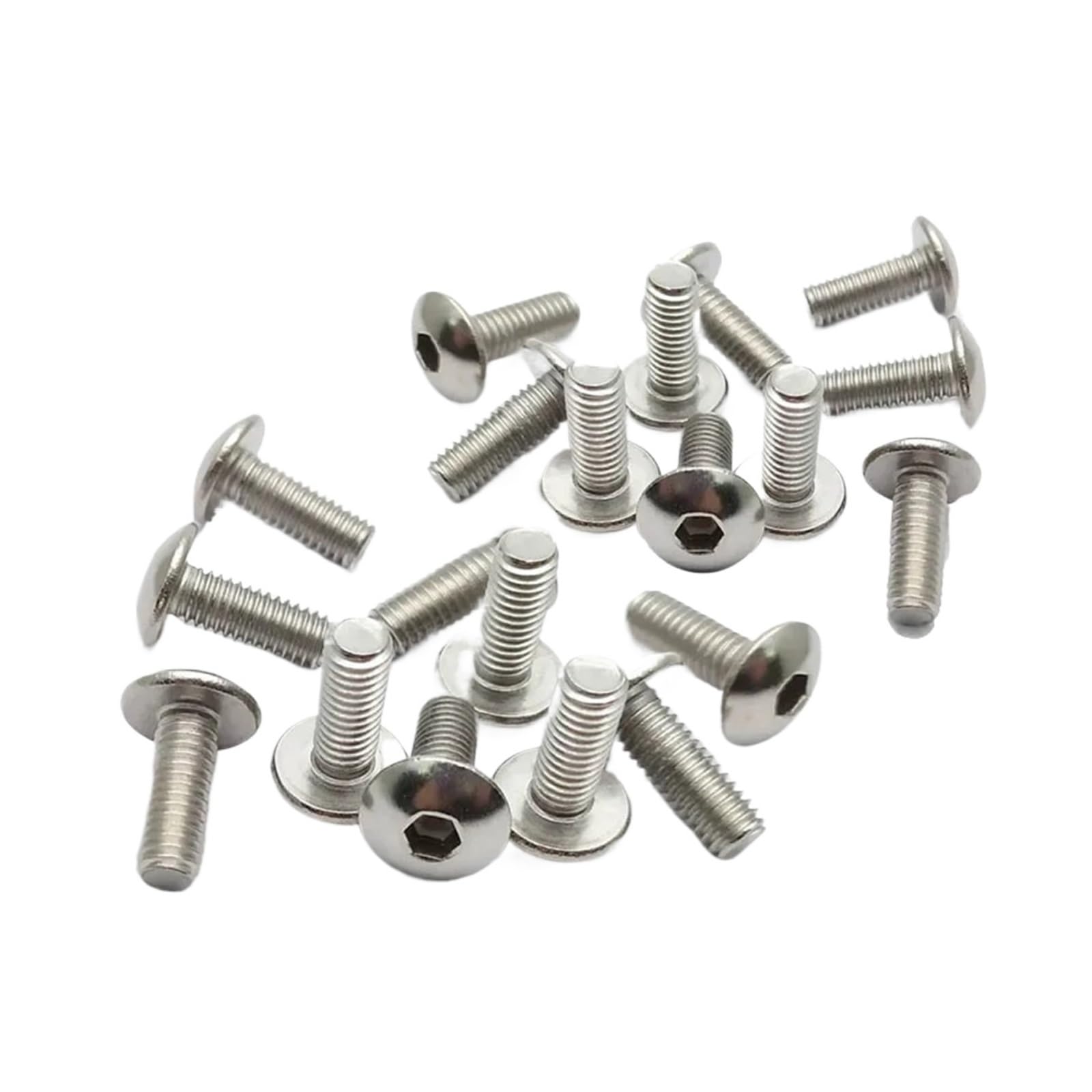 KXFVYNE 20pcs Steel Big Flat Round Head Inner Hexagon Screw Bolt M6 6mm M5 5mm for Motorcycle Scooter ATV Moped Plastic Cover(M5x16)