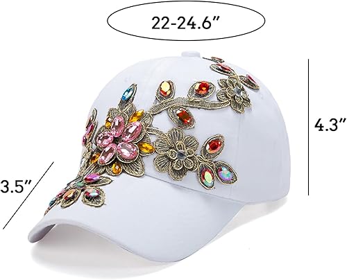 Miniatura 6 de Gorra de béisbol con diamantes de imitación para mujer, gorra de mezclilla desgastada, ajustable