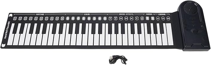 Faltbare Silikon Pia-no Keyboard Tragbare 49 Tasten Roll Up Pi-ano Keyboard Flexible Elektronische Orgel mit 8 Trommelrhythmen 16 Tönen 6 Demo-Songs USB-Aufladung für Anfänger Erwachsene (B)