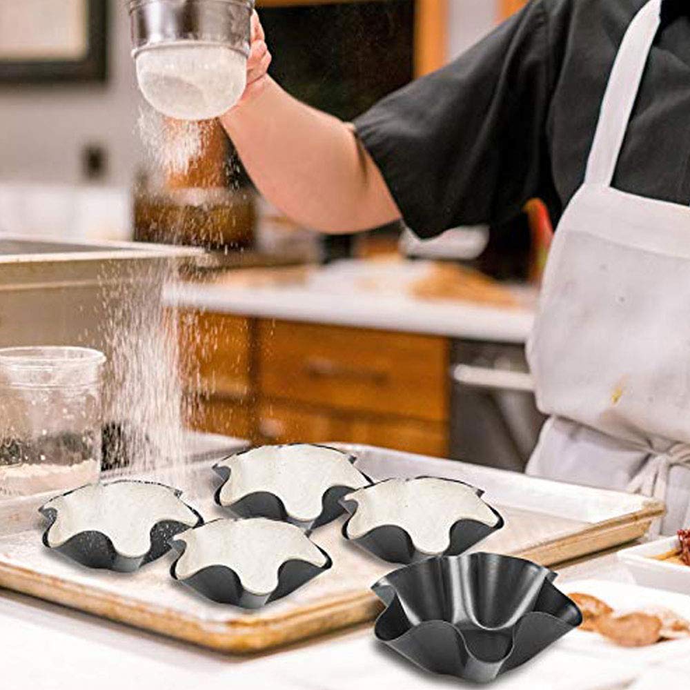 4 stampi per tortilla, 15,2 cm, antiaderenti, in acciaio al carbonio, scanalati, tortilla, taco, insalatiera, stampo a forma di fiore, per casa, cucina, ristorante
