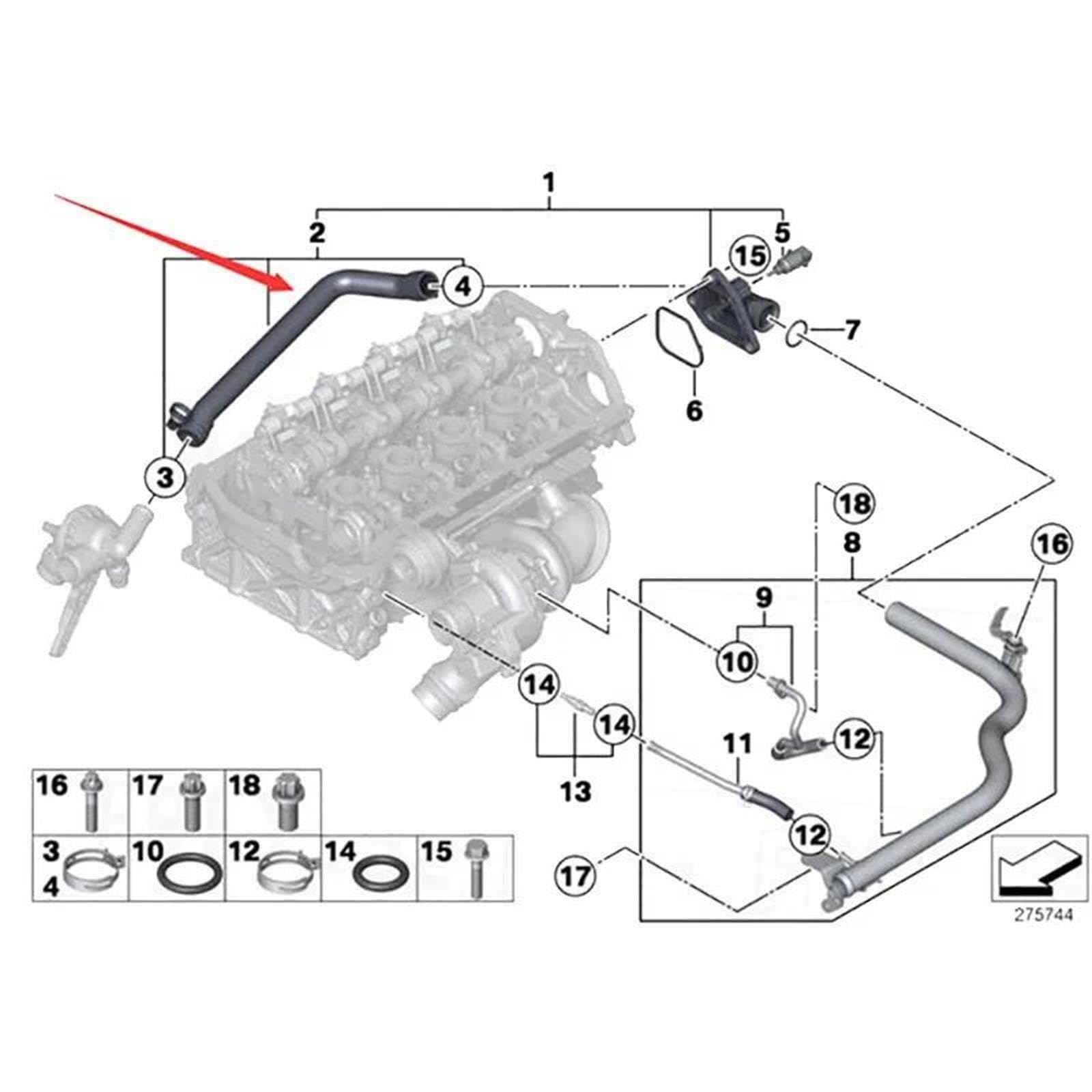Tuyau Thermostat Liquide Refroidissement Pour BMW N13 F20 F21 F35 F31 F30