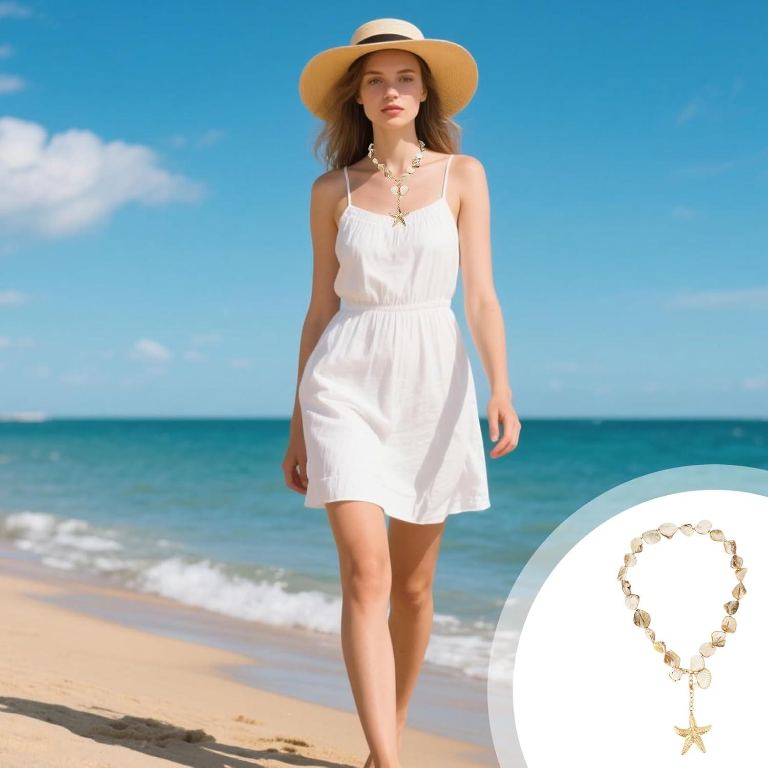 Starfish Shell Necklaces for Women, Handmade Ocean Styles Seashell Conch Dopamine Jewelry Summer Beach Boho Pendant Necklace - Image 5