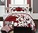 Chic Home 3 Piece Calla Lily Reversible Large Scale Floral Design Printed with Diamond Pattern Reverse Duvet Cover Set, Queen, Red