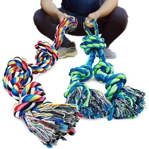 SHARLOVY Dog Rope Toy for Aggressive Chewers, 2 Pack Heavy Duty Dog Chew Toys for Large Dogs, Indestructible Large Dog Toys, Durable Cotton Tug of War Dog Toy for Medium to Large Breed Teeth Cleaning Cover